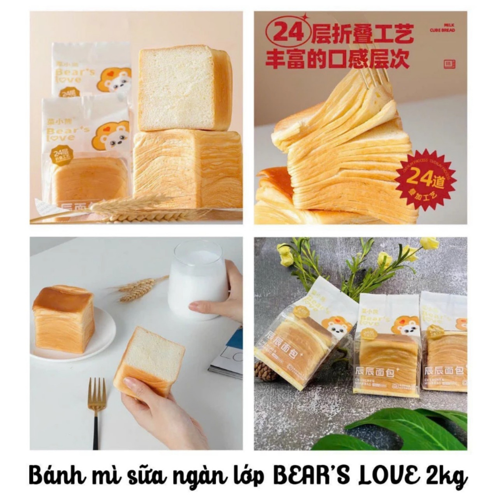 Bánh mì ngàn lớp bơ sữa Bear love mềm mịn, thơm mùi bơ sữa DMN House, bánh sandwich ngàn lớp bơ sữa