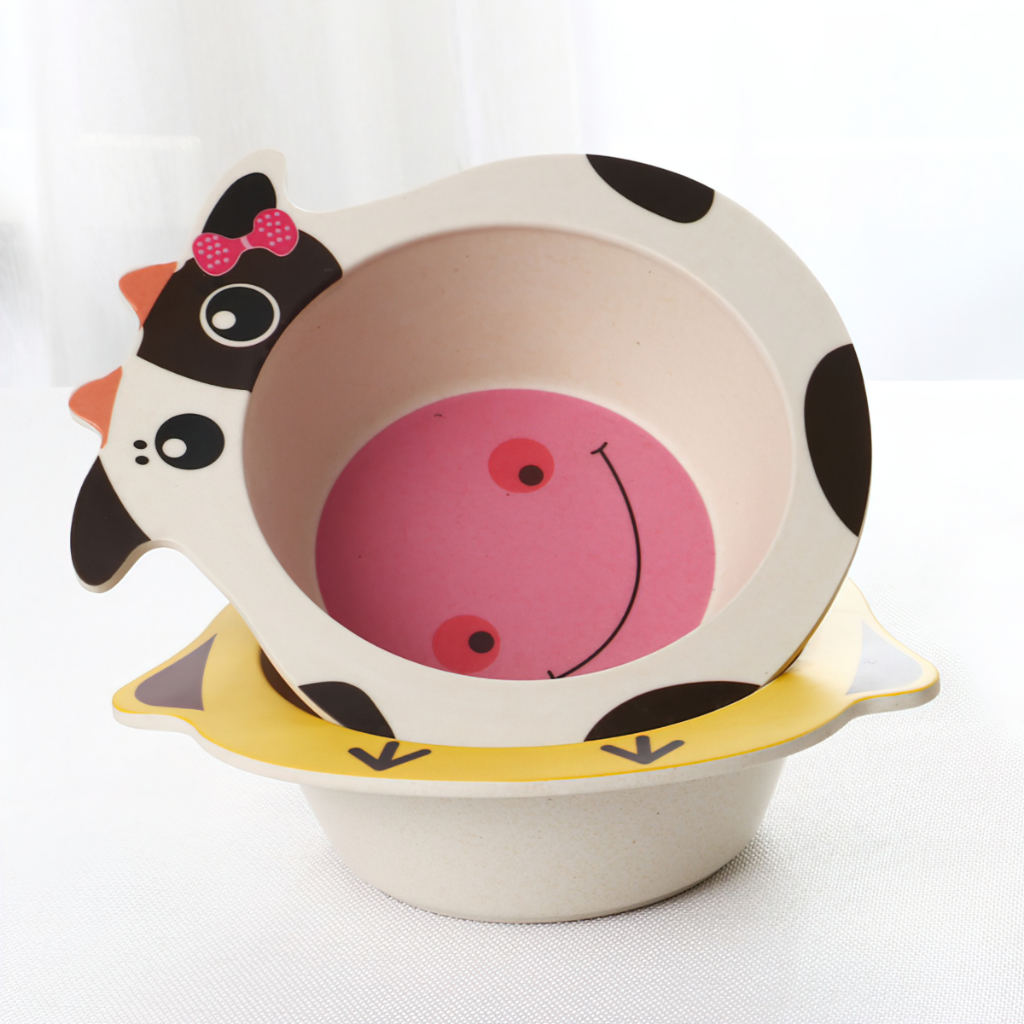 Bát chén ăn dặm lúa mạch hình con vật đáng yêu cho bé-BeloveShop