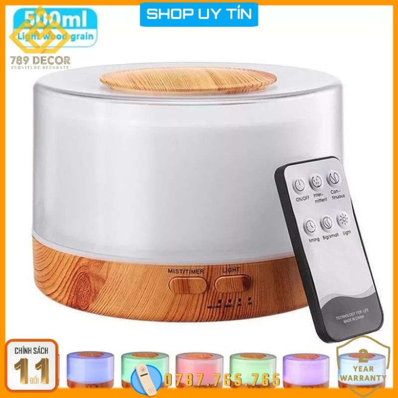 Máy xông tinh dầu hình trụ có đèn đổi màu