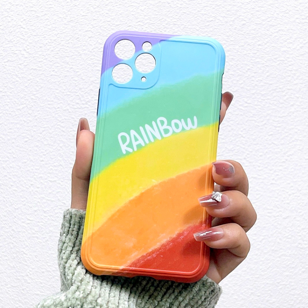 [ Iphone 11 Pro ] Ốp Lưng Bảo Vệ Camera Rainbow
