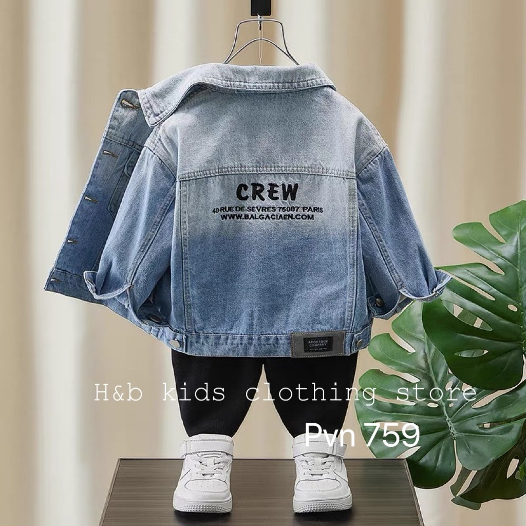 Áo khoác jeans cho bé trai bé gái , áo khoác bò BA.LEN chất mềm sành điệu cho bé 10-30kg