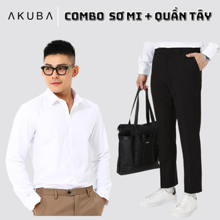 Combo áo sơ mi và quần tây AKUBA, thiết kế sang trọng, thanh lịch, lên form chuẩn dáng, chất liệu thoáng mát