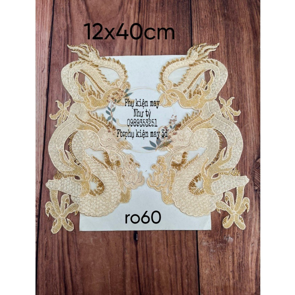 Cặp rồng thêu đính kết trang trí áo dài