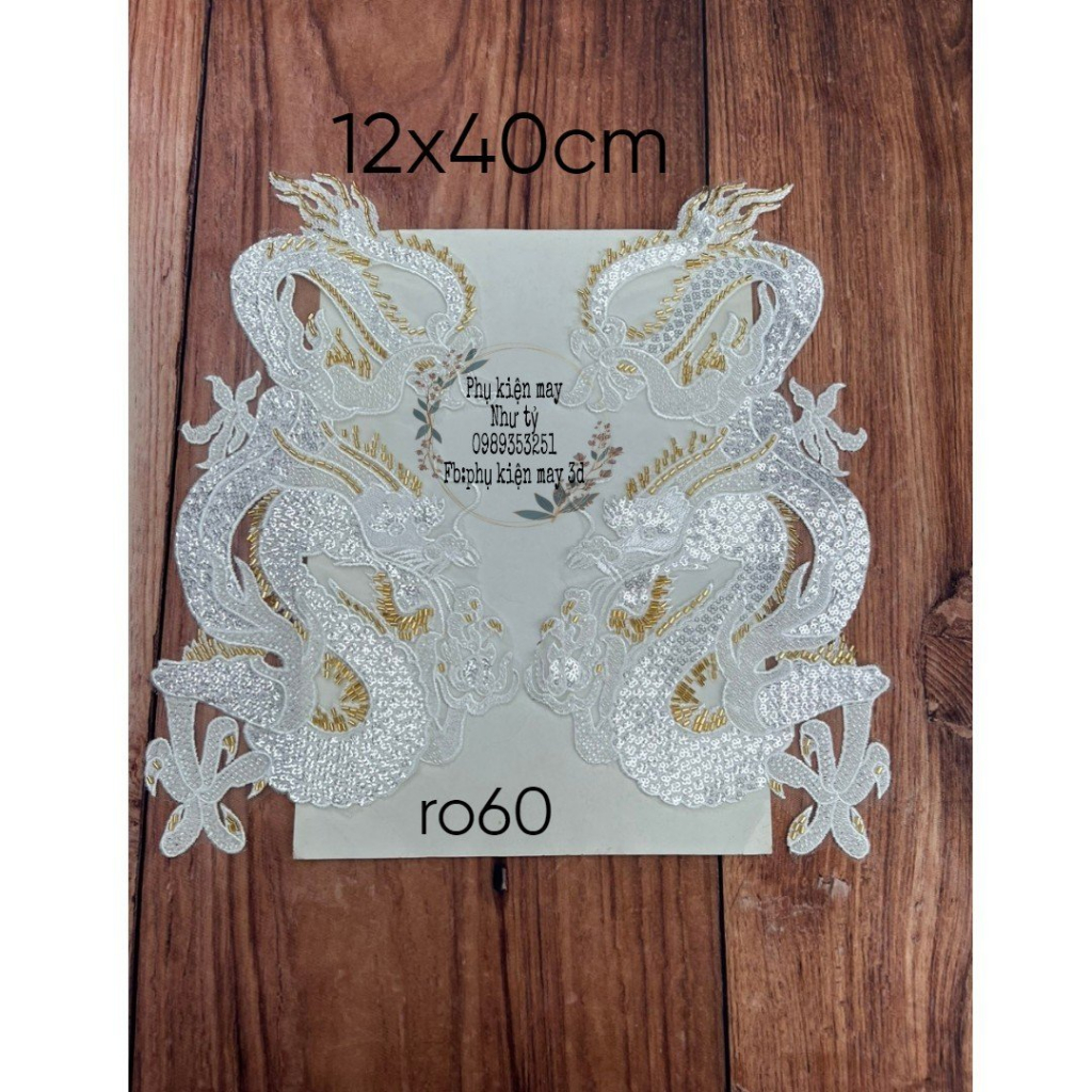 Cặp rồng thêu đính kết trang trí áo dài