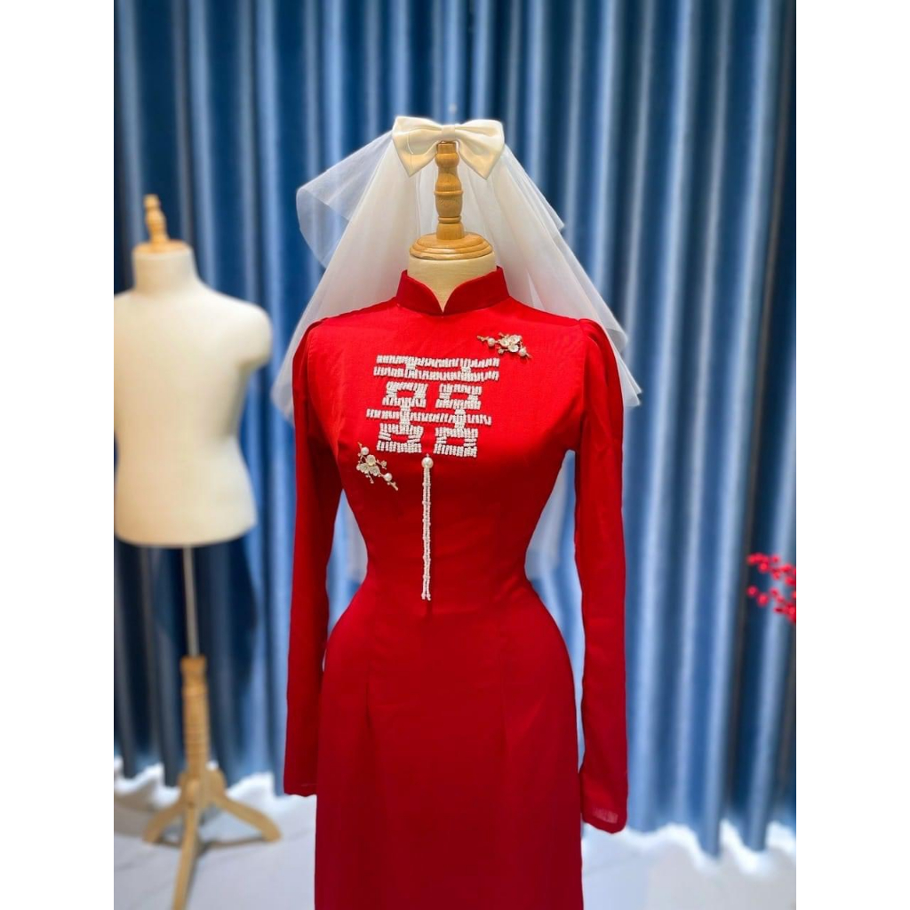 Tấm song hỷ kết kèm dây tua rua hạt trai nhựa