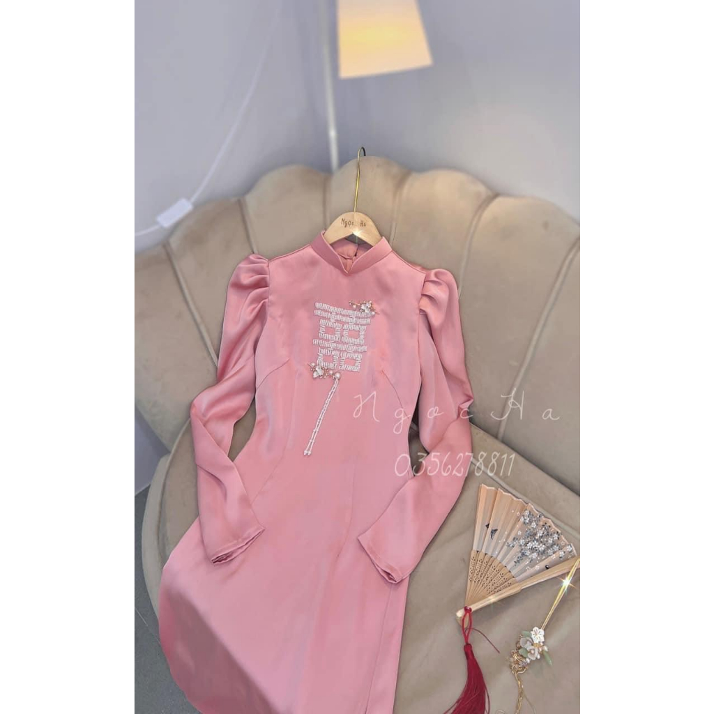 Tấm song hỷ kết kèm dây tua rua hạt trai nhựa