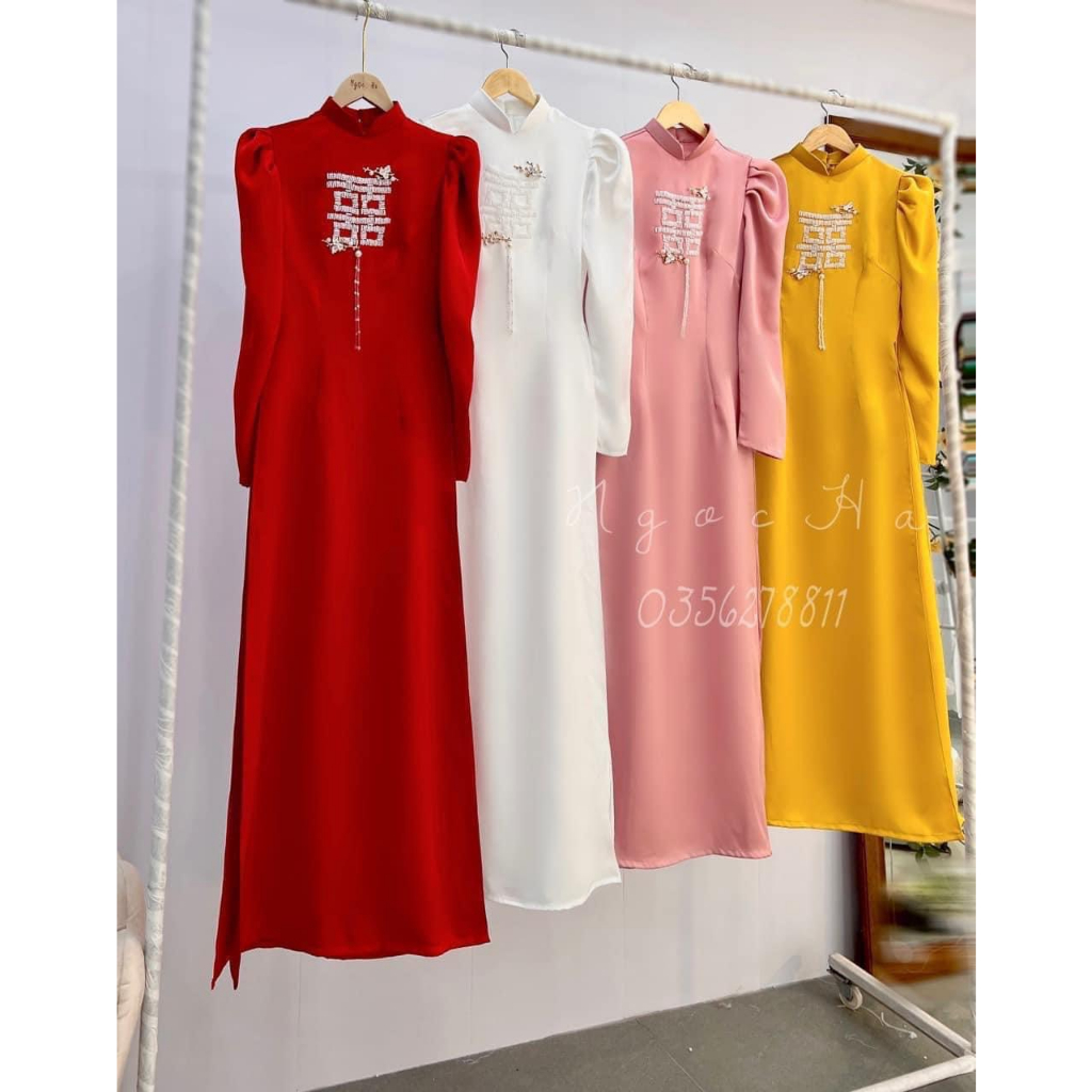 Tấm song hỷ kết kèm dây tua rua hạt trai nhựa