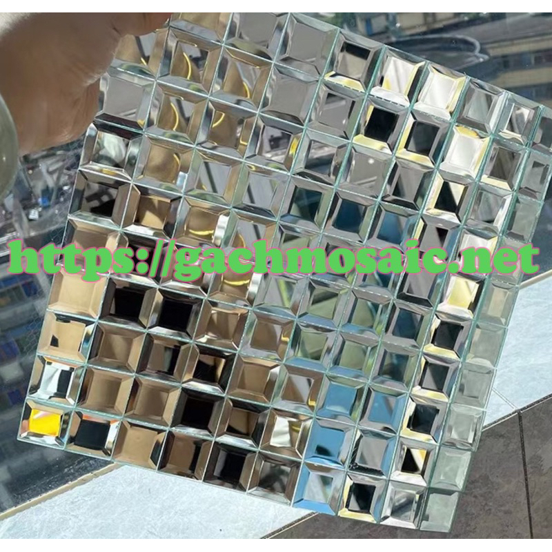 Gạch dán tường Mosaic vát cạnh trắng