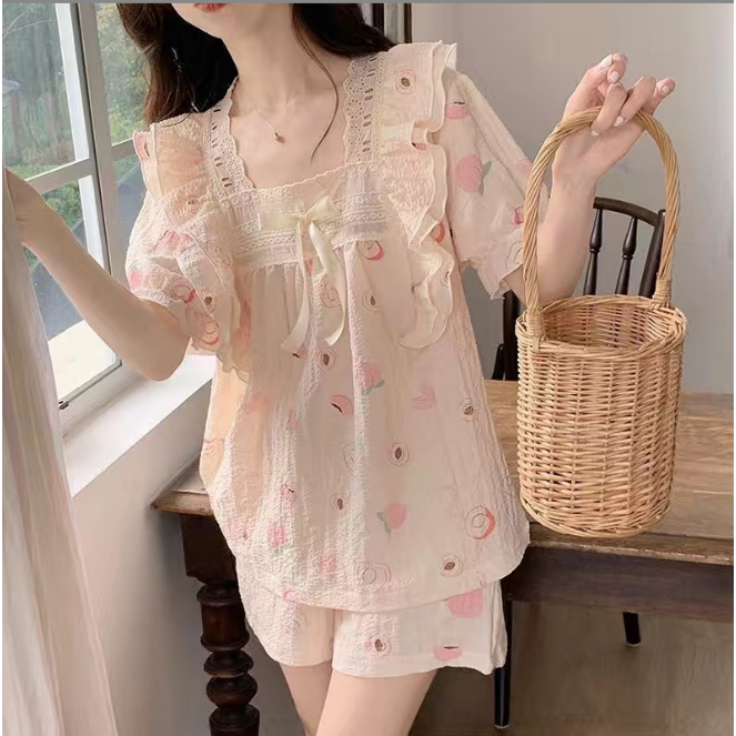 Bộ Đồ Ngủ, Bộ Đồ Mặc Nhà Chất Đũi Mát Tay Ngắn Và Phồng Dành Cho Nữ