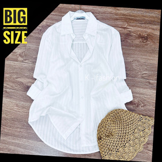 Áo sơ mi nữ big size - đủ size - sọc thuê cotton - áo sơ mi công sở hàn quốc