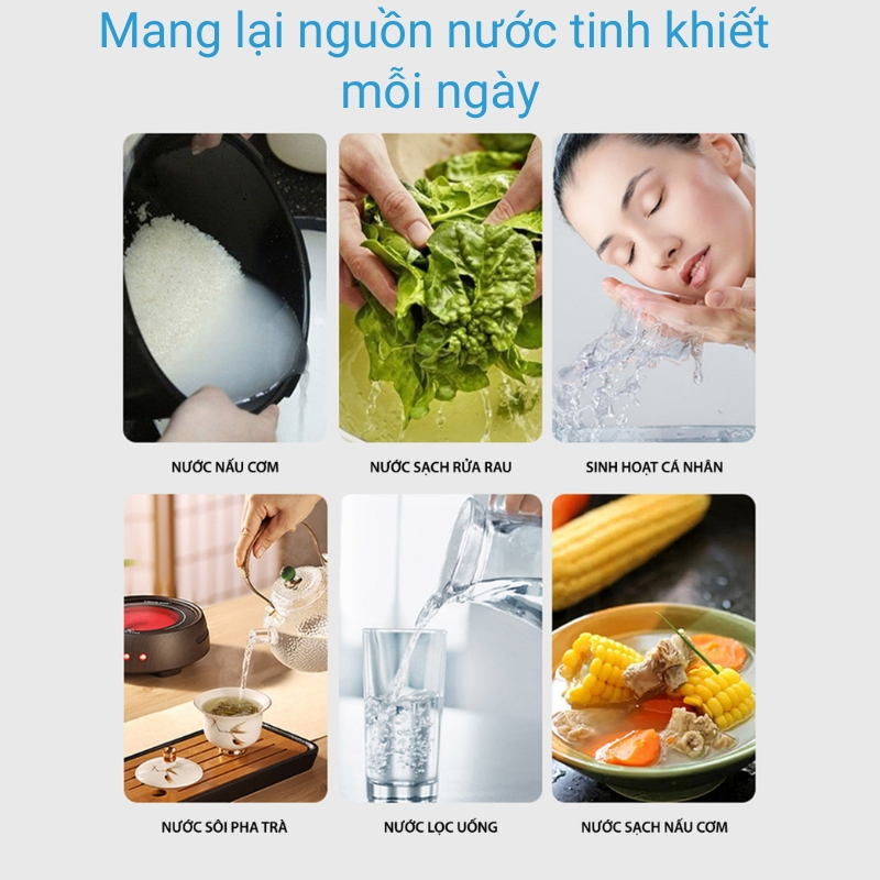 Lõi lọc nước tại vòi Suninlife, lọc sạch canxi, clo, cặn bẩn và tạp chất trong nước