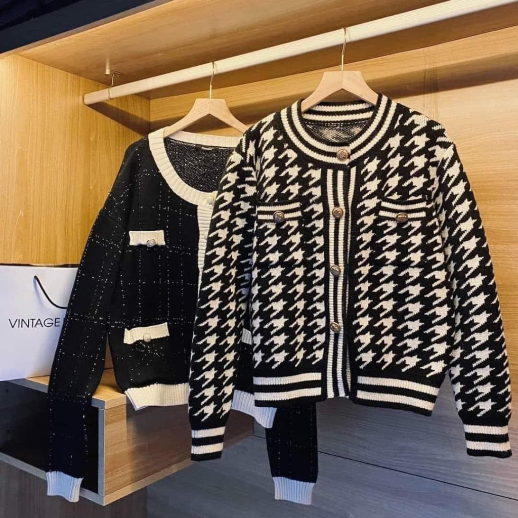 ÁO KHOÁC CARDIGAN FORM OVERSIZE HÌNH THÊU CHẤT LEN