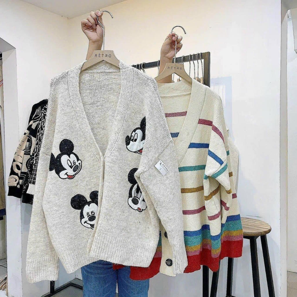 ÁO KHOÁC CARDIGAN FORM OVERSIZE HÌNH THÊU CHẤT LEN