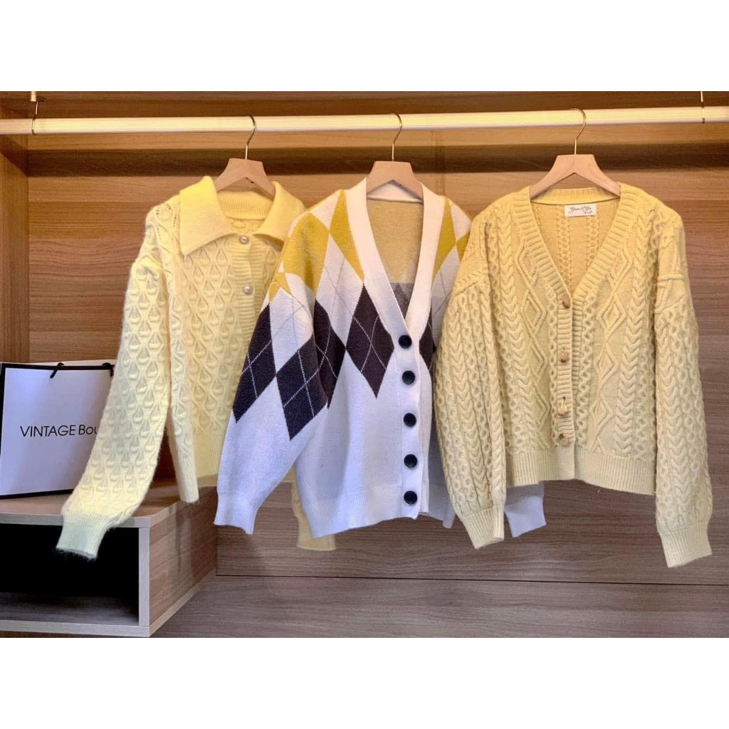 ÁO KHOÁC CARDIGAN FORM OVERSIZE HÌNH THÊU CHẤT LEN