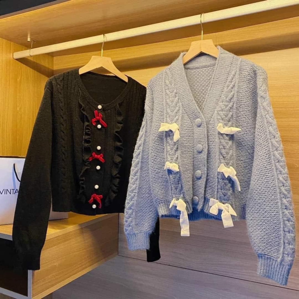 ÁO KHOÁC CARDIGAN FORM OVERSIZE HÌNH THÊU CHẤT LEN
