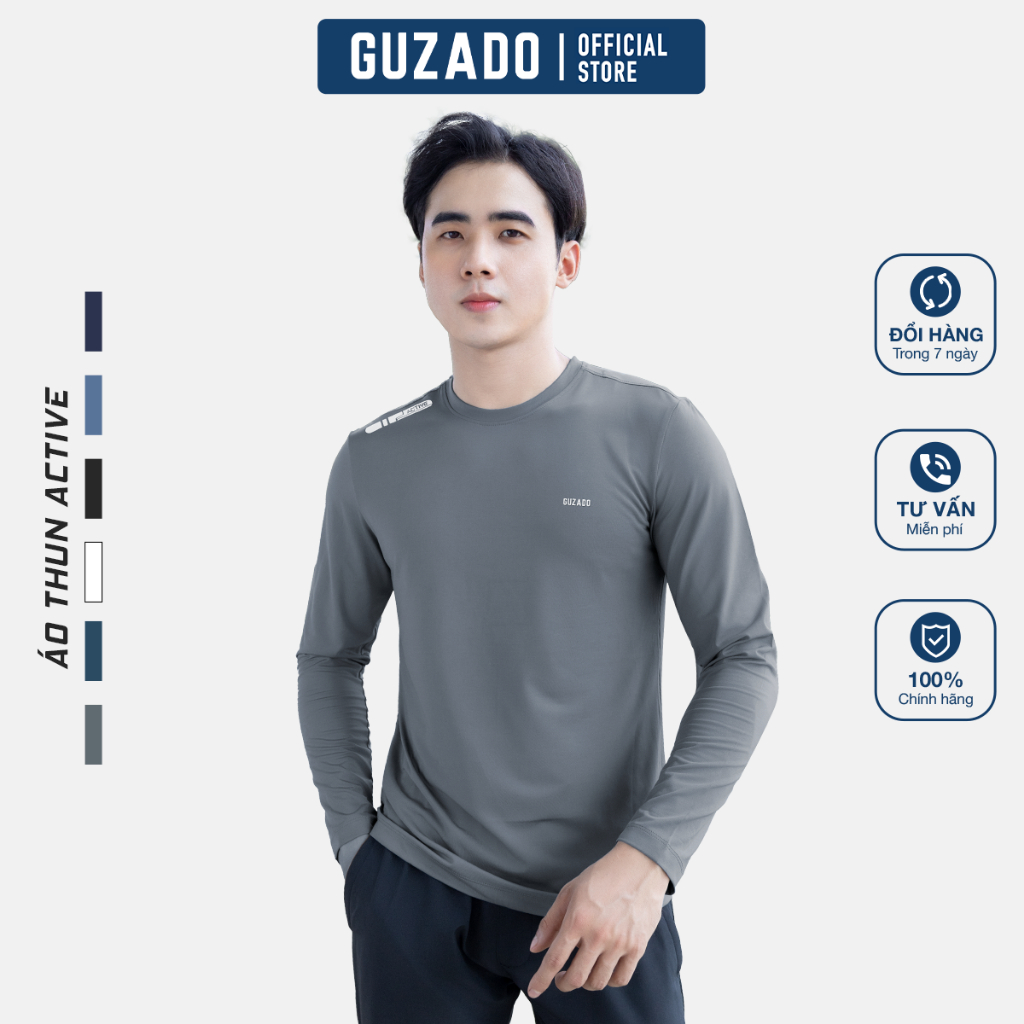 Áo sweater nam Guzado Vải Heattech Thể Thao Giữ Ấm Tốt,Co Giãn 4 Chiều Cao Cấp,Thoải Mái GTD01