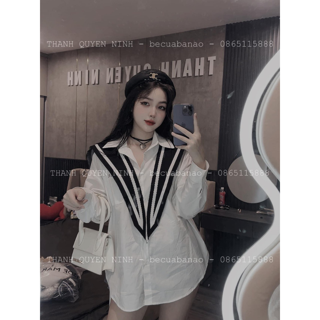 Sơ mi trắng chữ kèm khăn thủy thủ hàng loại 1 dày dặn MEMO Store