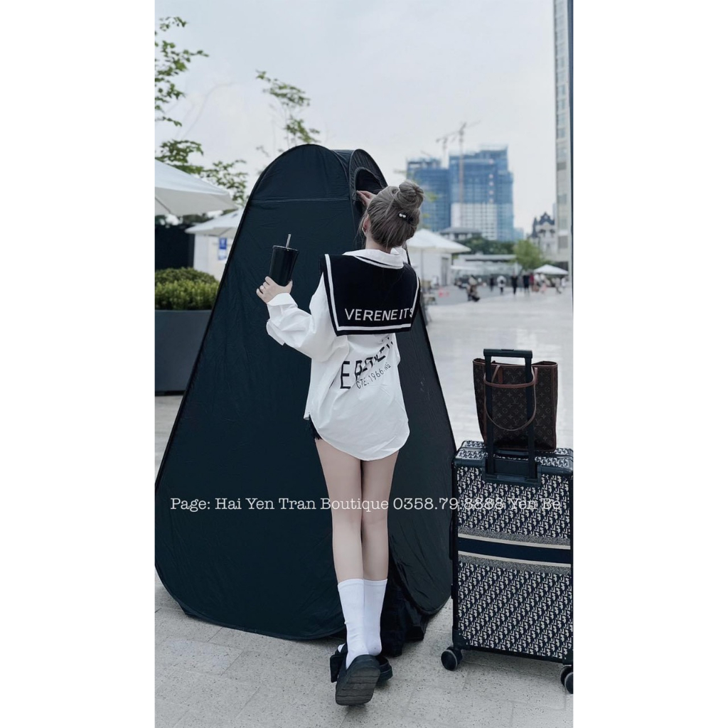 Sơ mi trắng chữ kèm khăn thủy thủ hàng loại 1 dày dặn MEMO Store