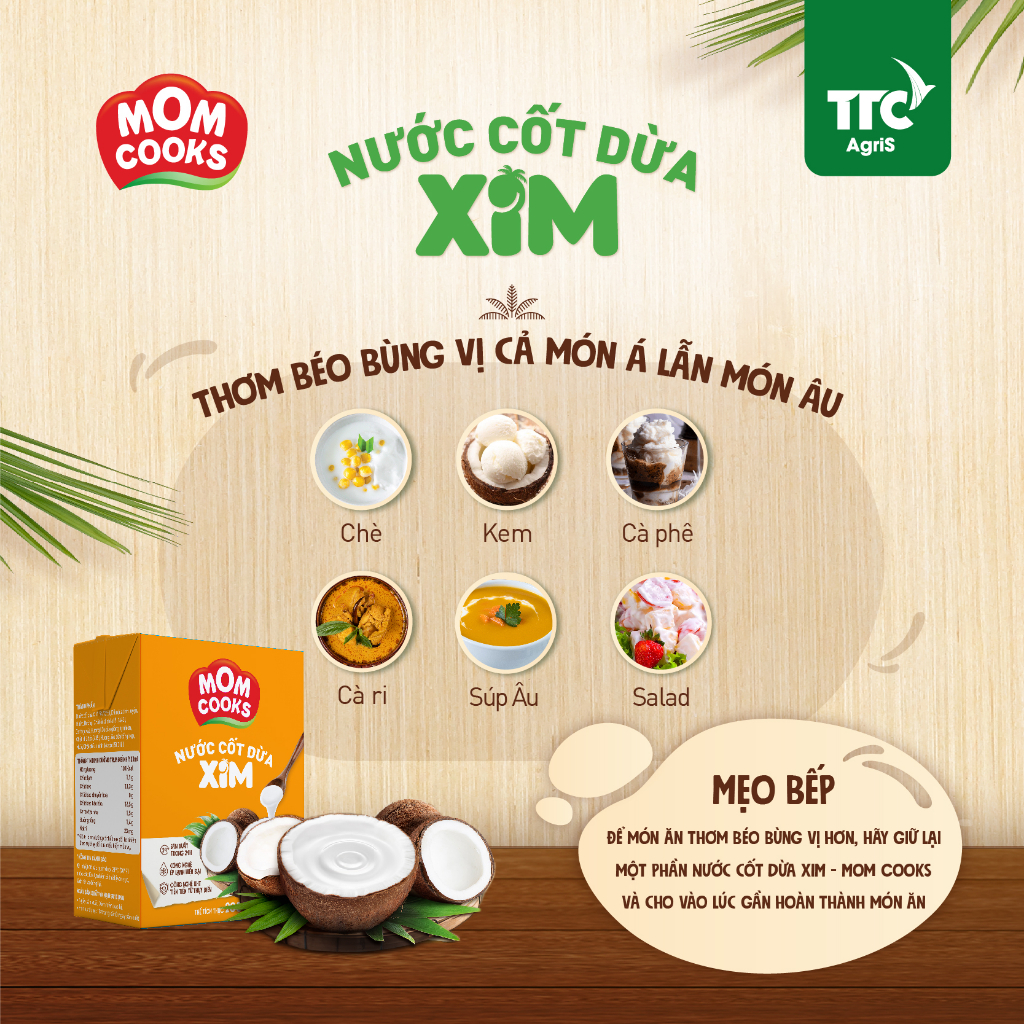 Thùng 24 Hộp Nước Cốt Dừa Mom Cooks 200ml/Hộp