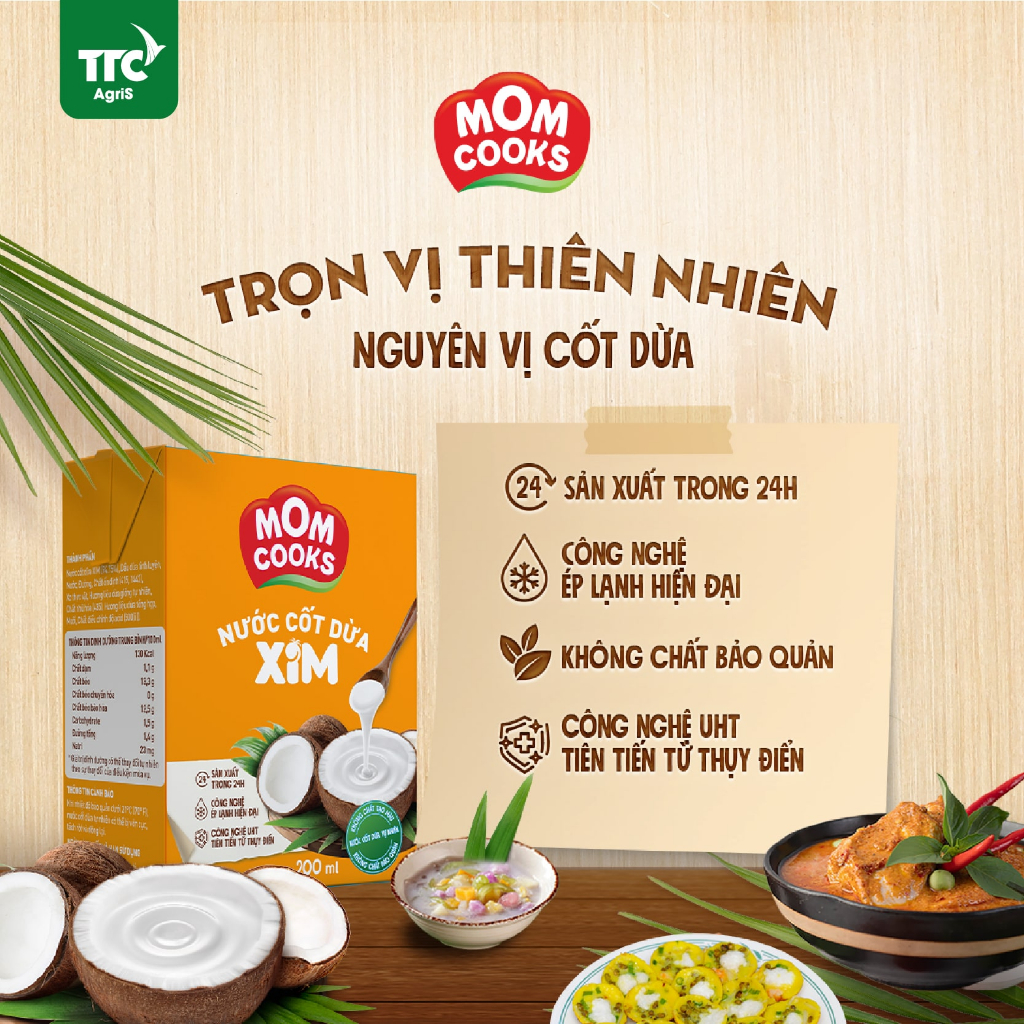 Combo 2 Hộp Nước Cốt Dừa Mom Cooks 200ml/Hộp