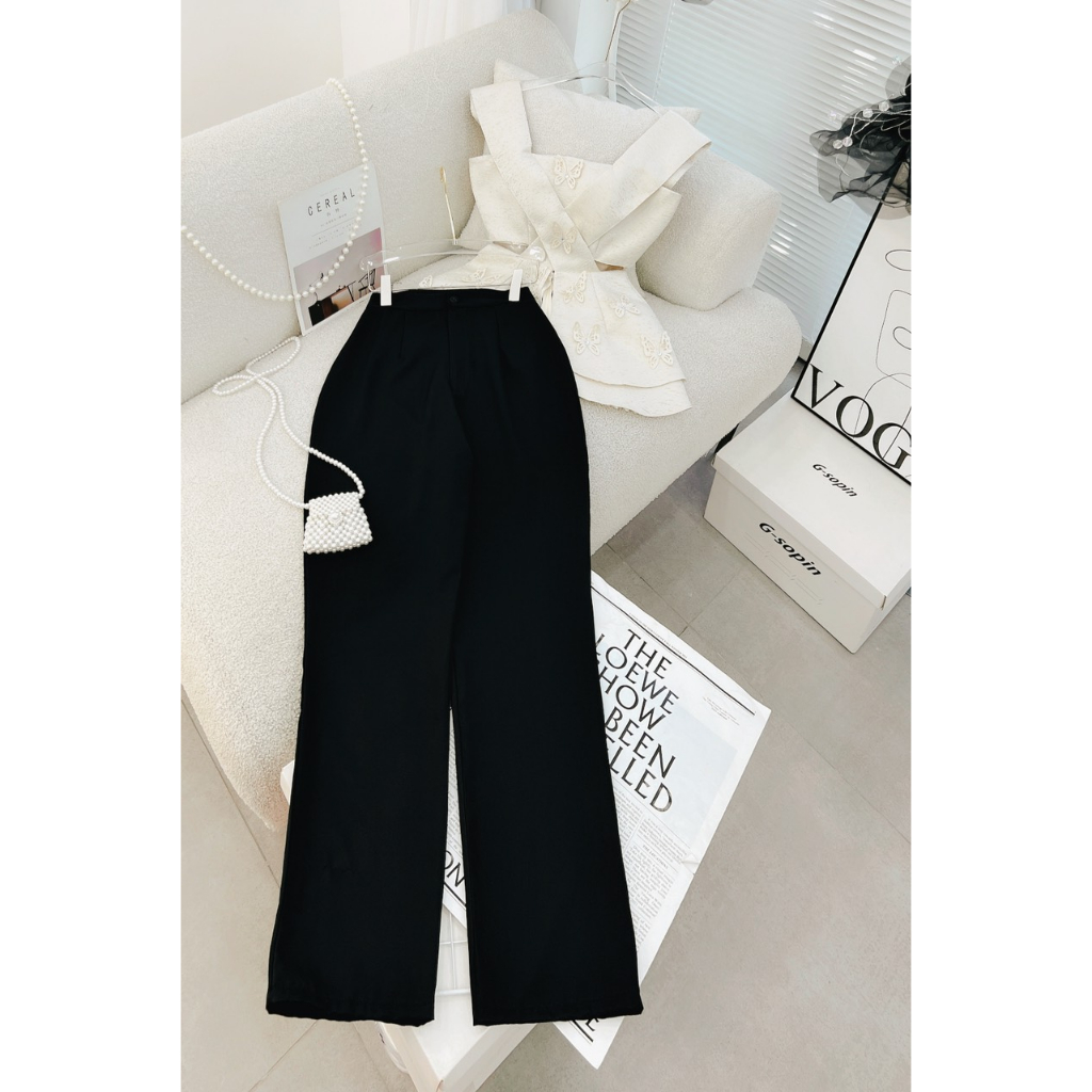 BỘ QUẦN SUÔNG TRƠN + ÁO GẤM PEPLUM CUTOUT EO DÂY BẢN TO 070923