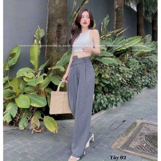 Lenkapas - Quần ống suông cạp lệch lưng cao