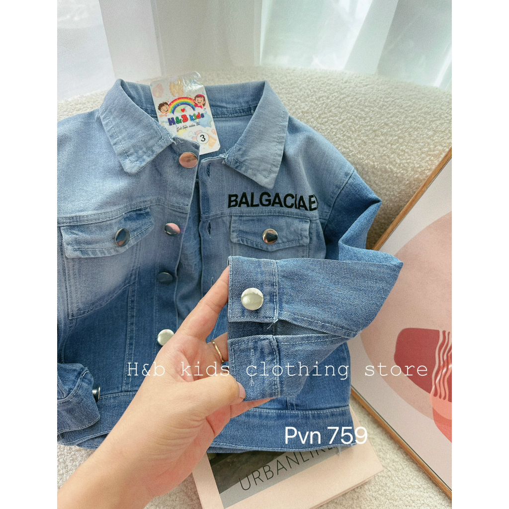 Áo khoác jeans cho bé trai bé gái , áo khoác bò BA.LEN chất mềm sành điệu cho bé 10-30kg