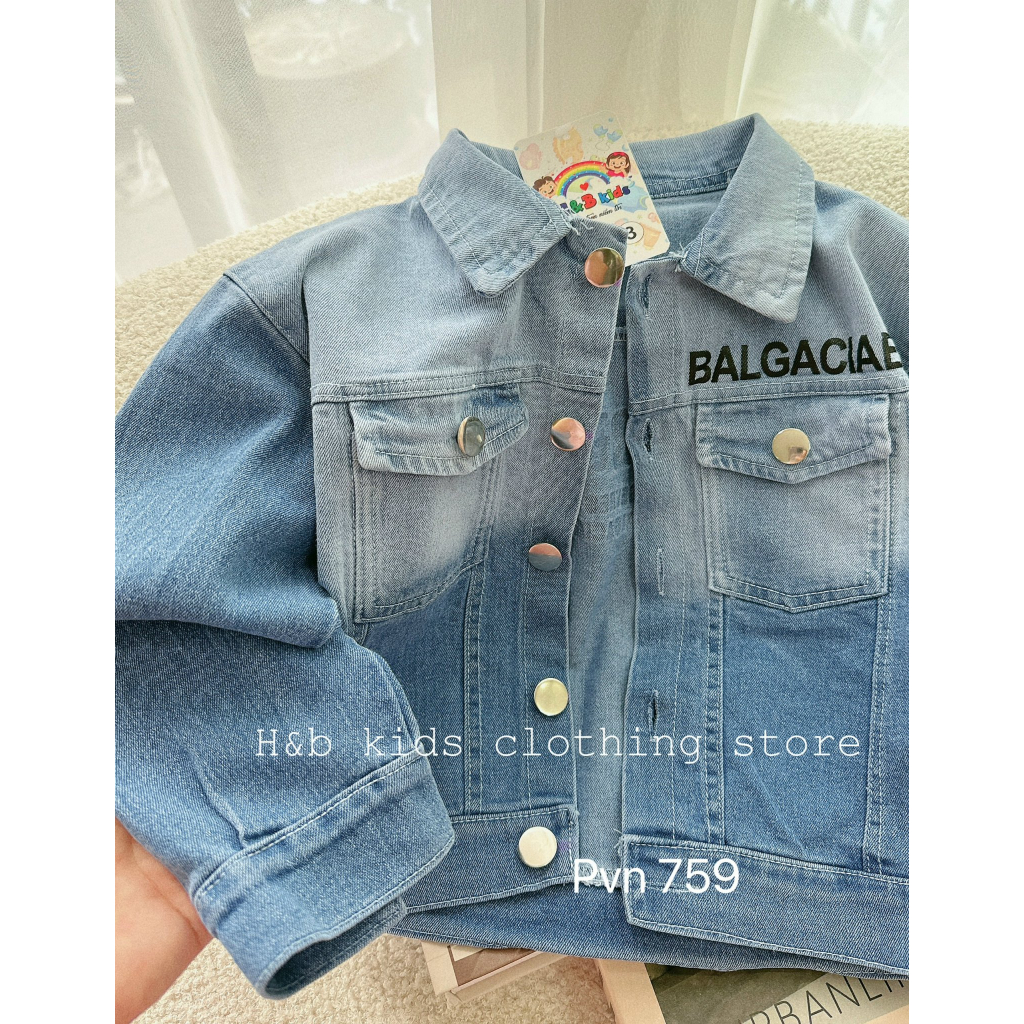 Áo khoác jeans cho bé trai bé gái , áo khoác bò BA.LEN chất mềm sành điệu cho bé 10-30kg