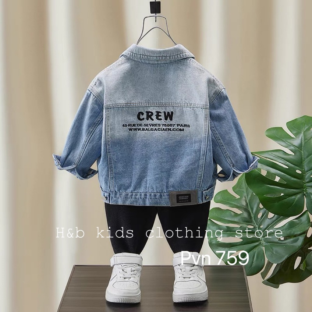 Áo khoác jeans cho bé trai bé gái , áo khoác bò BA.LEN chất mềm sành điệu cho bé 10-30kg