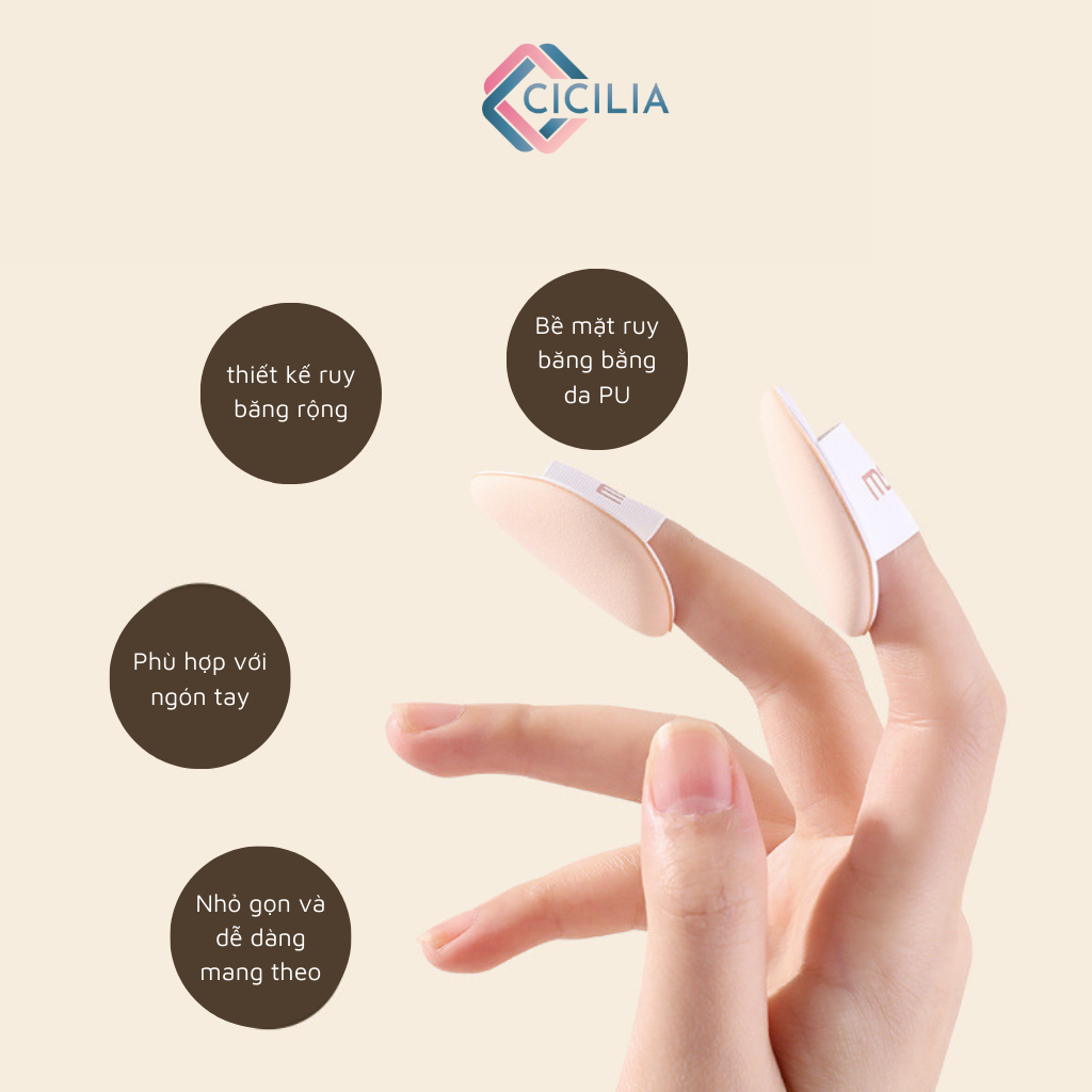 Set 2 Mút Trang Điểm Mini Finger Puff  CICILIA Cao Cấp  Tán Kem Nền, Kem Che Khuyết, Cushion CI-057