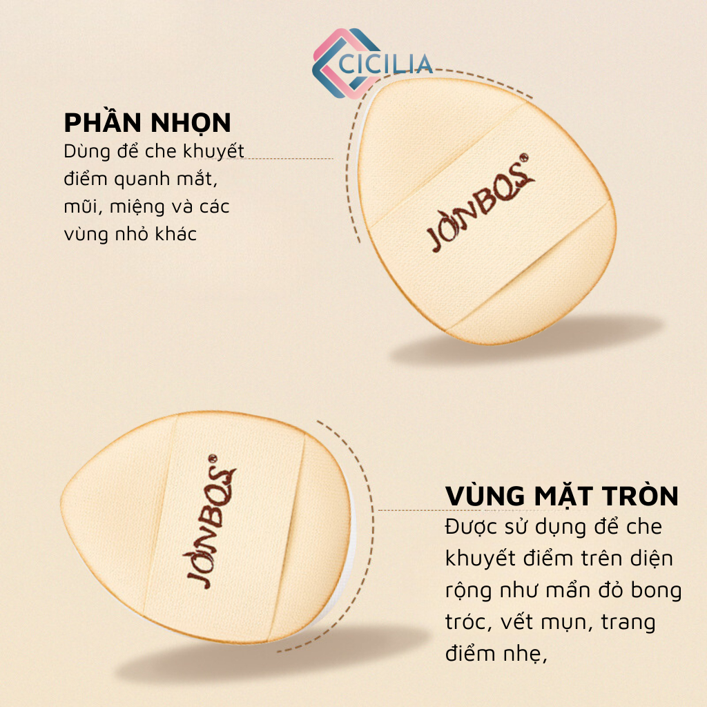 Set 2 Mút Trang Điểm Mini Finger Puff  CICILIA Cao Cấp  Tán Kem Nền, Kem Che Khuyết, Cushion CI-057