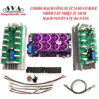 Combo công suất 24 sò có role + mạch nguồn 8 tụ đa năng + nhôm tản nhiệt 2u