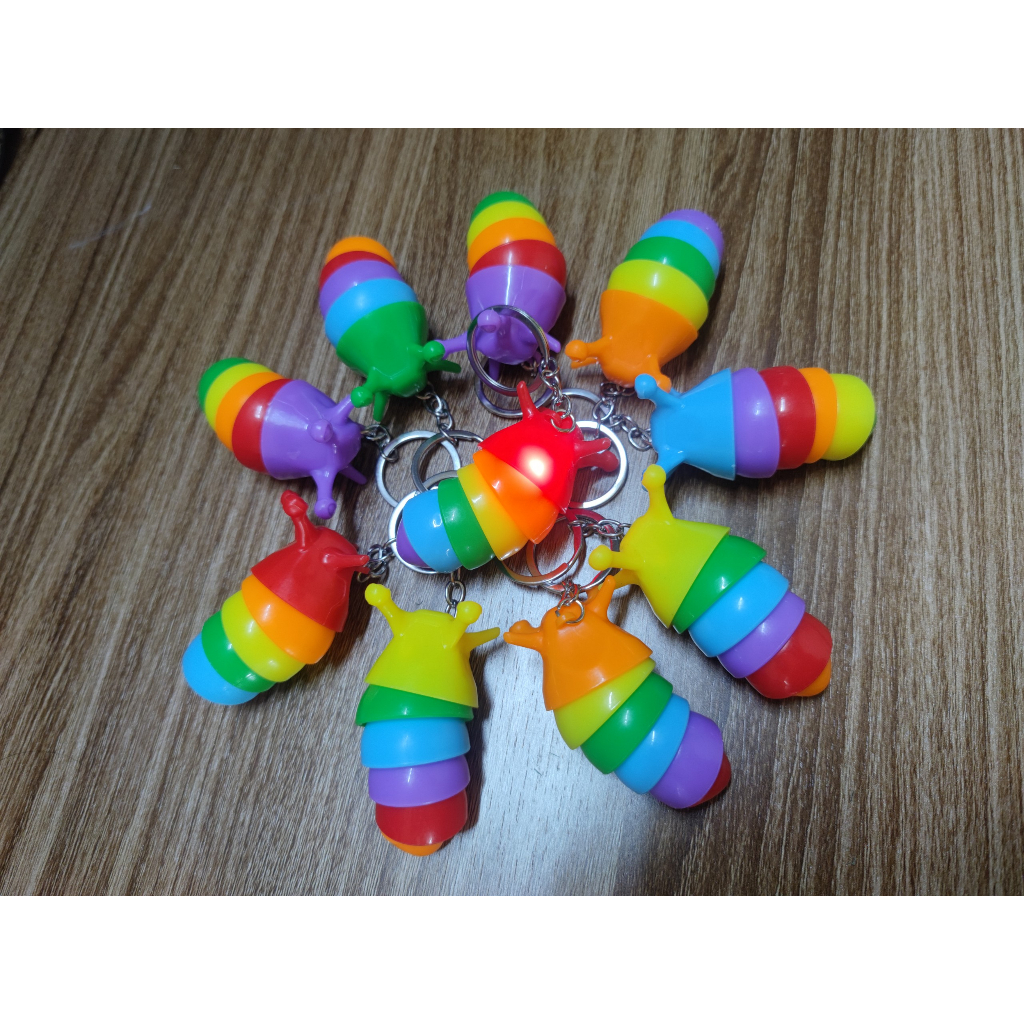 Móc Khóa Con Sâu 7 Màu Phát Sáng  Rưc Rỡ,Móc Khóa,Móc Treo Túi