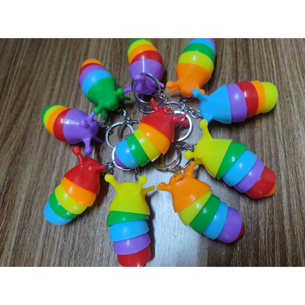 Móc Khóa Con Sâu 7 Màu Phát Sáng  Rưc Rỡ,Móc Khóa,Móc Treo Túi