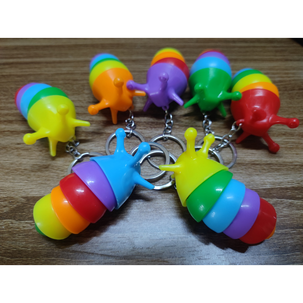 Móc Khóa Con Sâu 7 Màu Phát Sáng  Rưc Rỡ,Móc Khóa,Móc Treo Túi