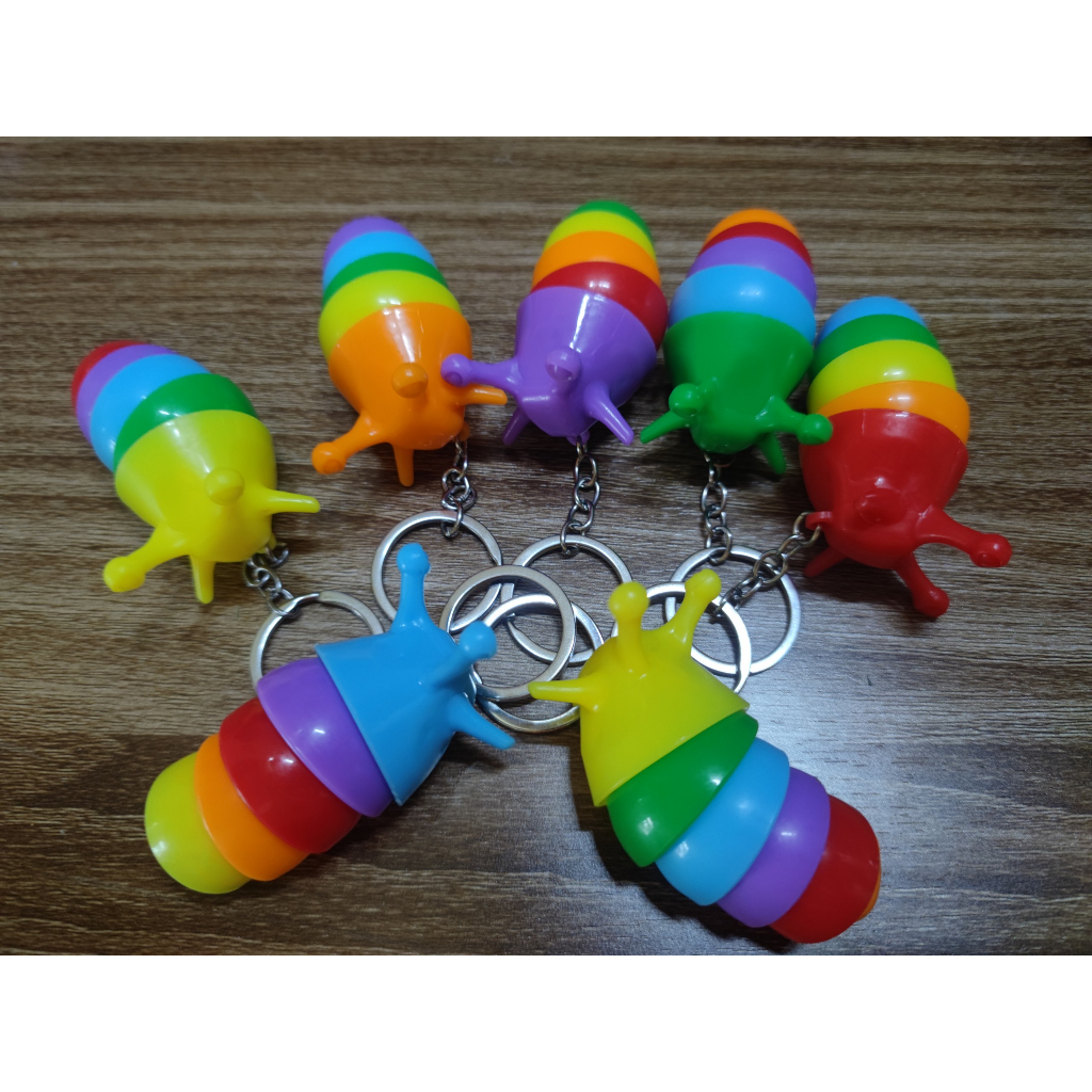 Móc Khóa Con Sâu 7 Màu Phát Sáng  Rưc Rỡ,Móc Khóa,Móc Treo Túi