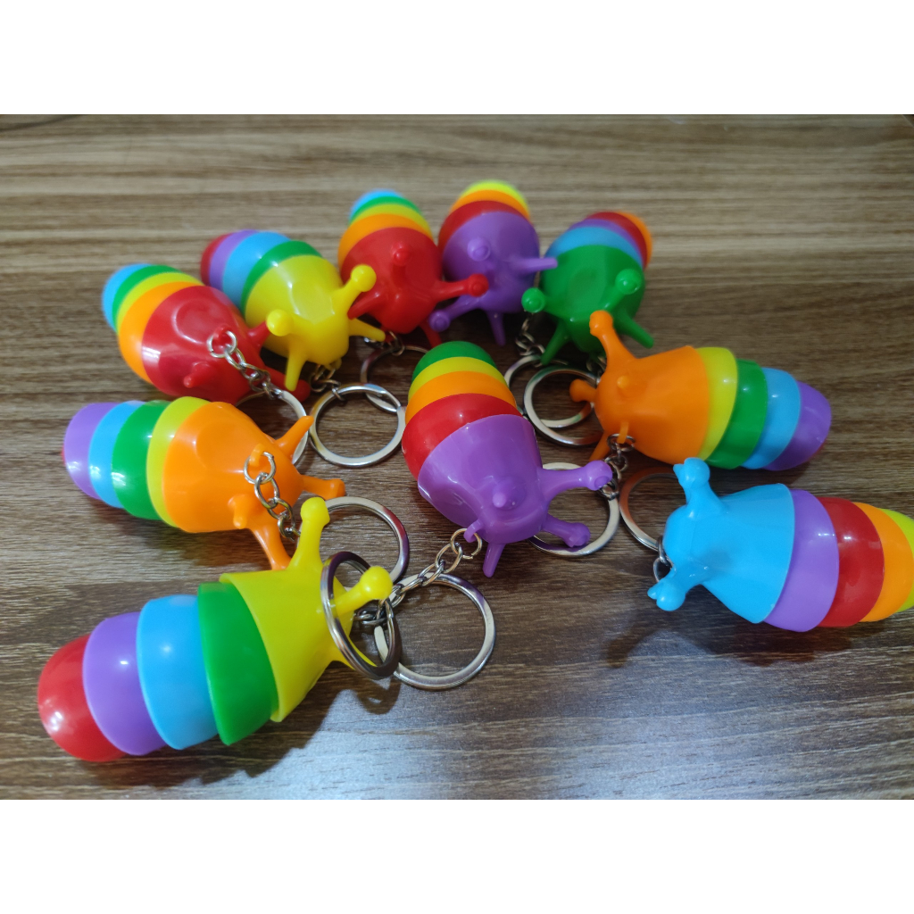 Móc Khóa Con Sâu 7 Màu Phát Sáng  Rưc Rỡ,Móc Khóa,Móc Treo Túi