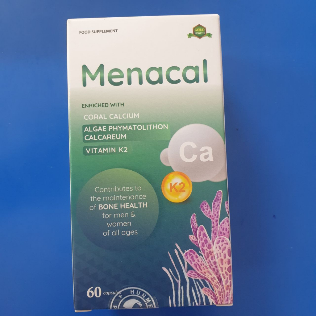 Menacal Canxi tự nhiên và D3K2 không nóng không táo cho cả nhà hộp 60 viên