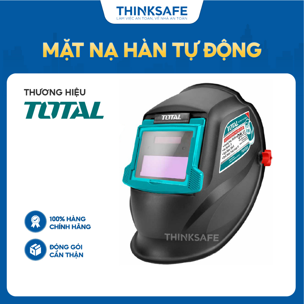 Mặt nạ hàn điện tử TOTAL TSP9309 bật tắt nguồn tự động vùng quan sát 90×35mm, kích thước vùng tối 110×90×9mm - Thinksafe