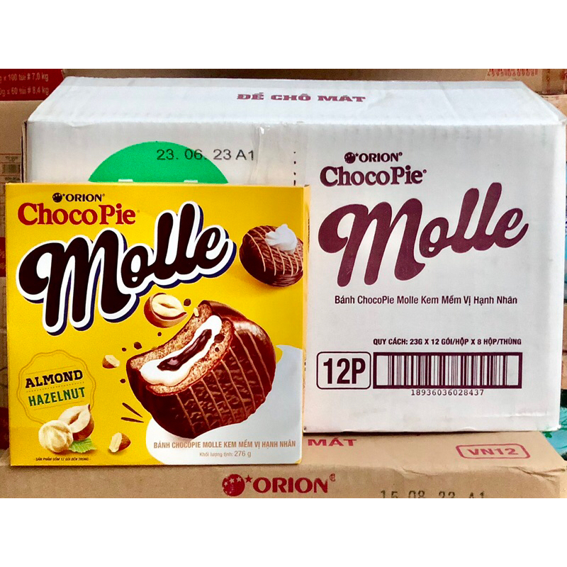 Bánh Chocopie Molle kem mềm vị hạnh nhân 12 cái/hộp