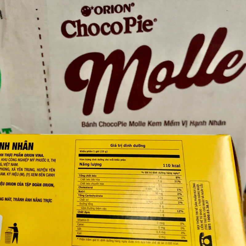 Bánh Chocopie Molle kem mềm vị hạnh nhân 12 cái/hộp