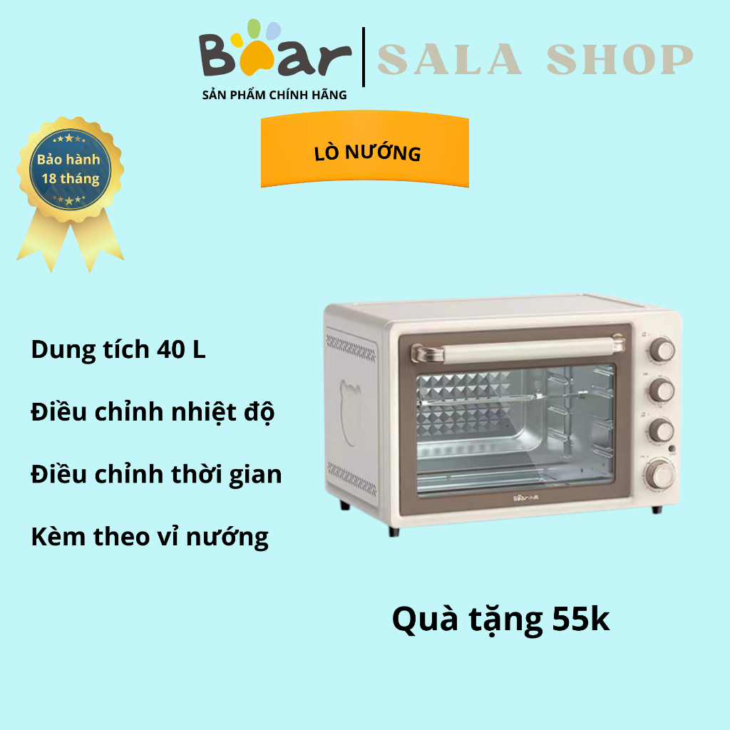 [Quà tặng 55k] Lò nướng Bear DKX-F40A5, 40L, nướng thịt, nướng bánh mì, lò nướng điện, nướng đa năng