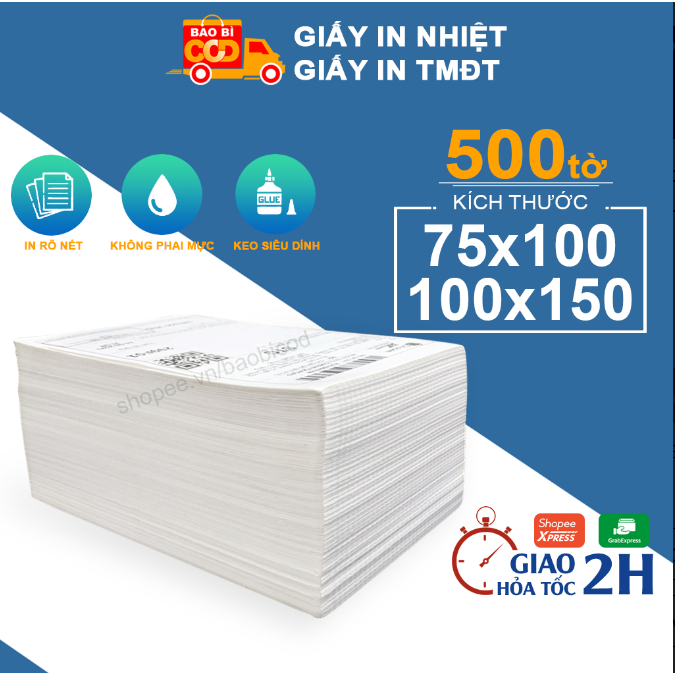 (Bao Sài) Giấy In Nhiệt Đơn Hàng 100x150 x 500 Tem