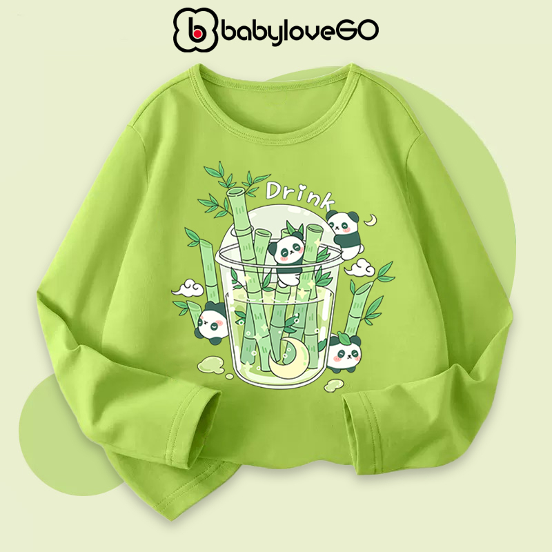 Áo dài tay cho bé BabyloveGO mẫu mới 2024 áo thu đông cổ tròn chất thun cotton in hình độc đáo