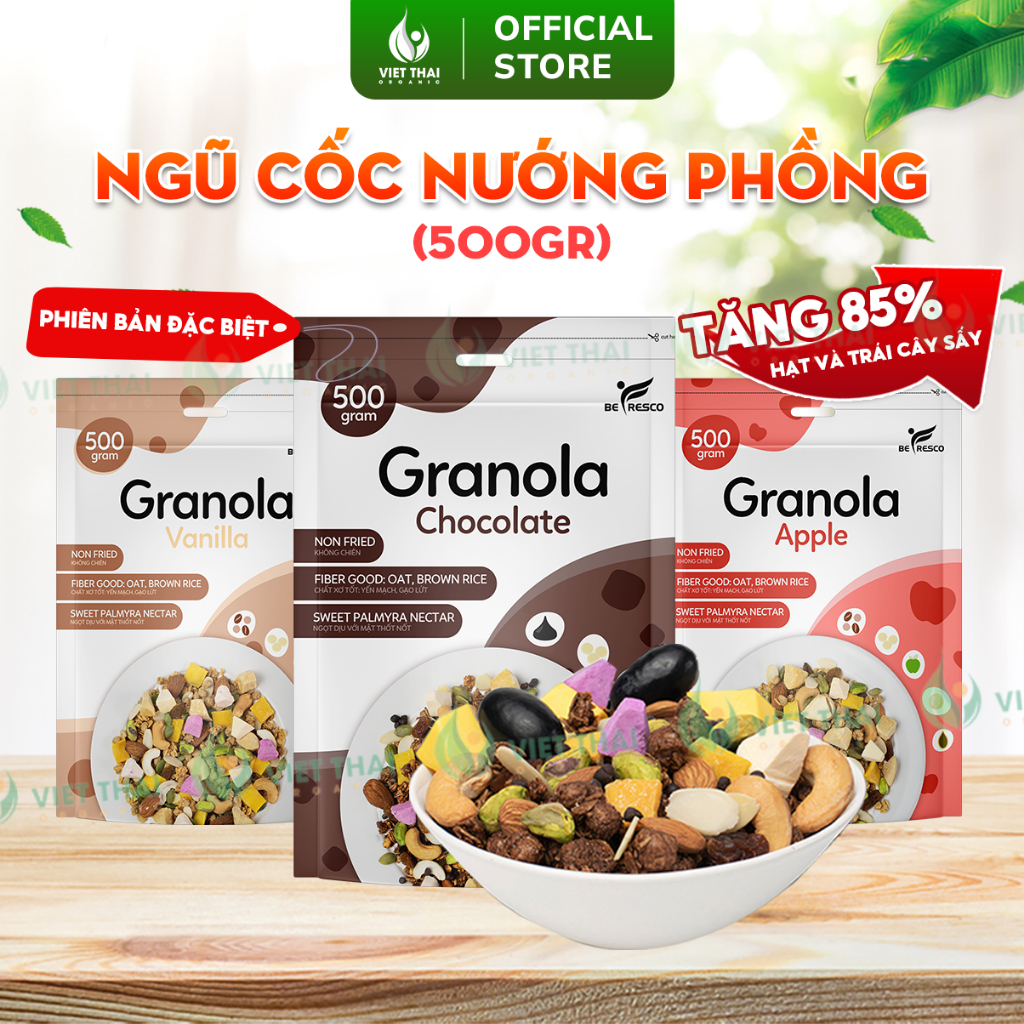 Ngũ Cốc Granola Befresco X3 Siêu Nhiều Sữa Chua Sấy - Tăng 11 Loại Hạt Ăn Kiêng Giảm Cân Ăn Sáng 500g Việt Thái Organic