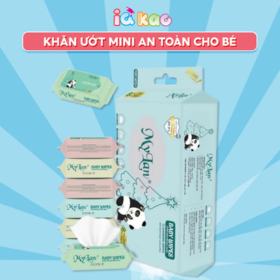 Quà Tặng Khăn giấy ướt mini  lốc 8 gói cao cấp cho bé, không hóa chất, nước tinh khiết an toàn cho da nhạy cảm IQ Kao