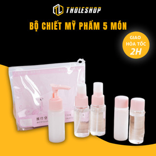 Bộ Chiết Mỹ Phẩm - Combo 5 Chai Nhựa Chiết Nước Rửa Tay, Dầu Gội, Sữa Tắm Du Lịch Tholeshop 4002