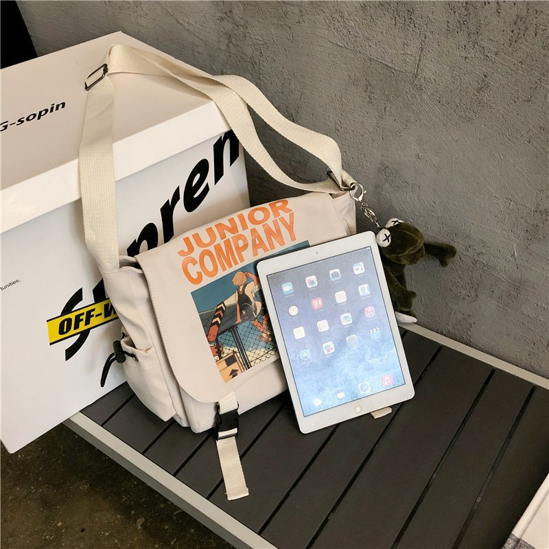 Túi đeo chéo nam nữin hình hoạt hình anime vải canvas phong cách hàn quốc đi học đi chơi du lịch đựng sách vở