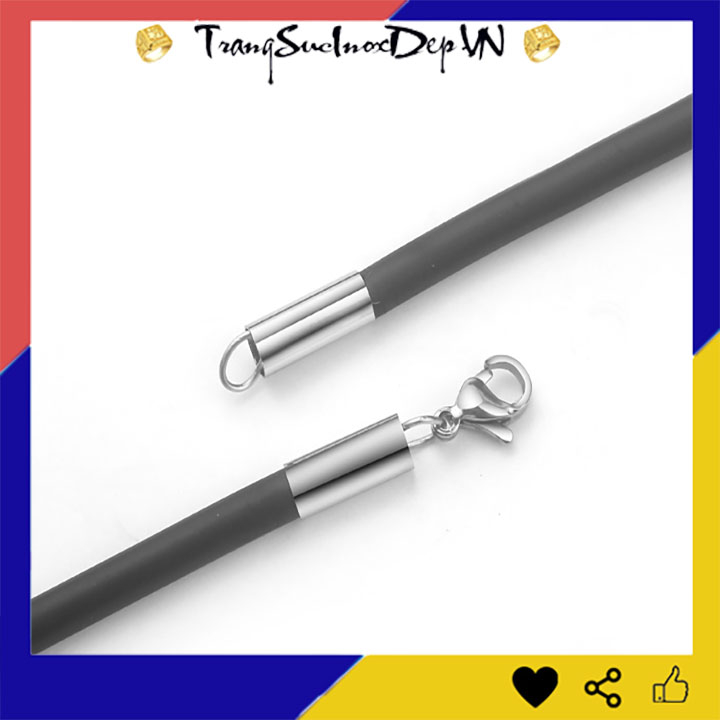 Sỉ DÂY CHUYỀN NAM CAO SU ĐEN cao cấp 5MM ĐẦU KHÓA INOX DN042