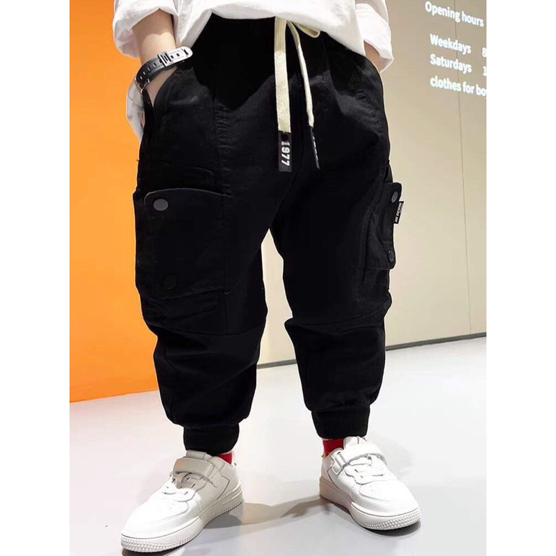 Quần Kaki jogger bo gấu, đính cúc túi cho bé trai M52-4